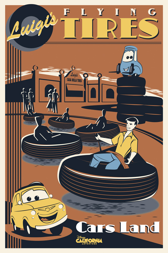 Luigis Flying Tires Attraction Poster