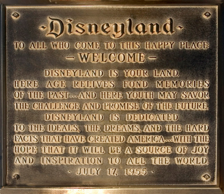 Disneyland Town Square Flag Pole Dedication Plaque